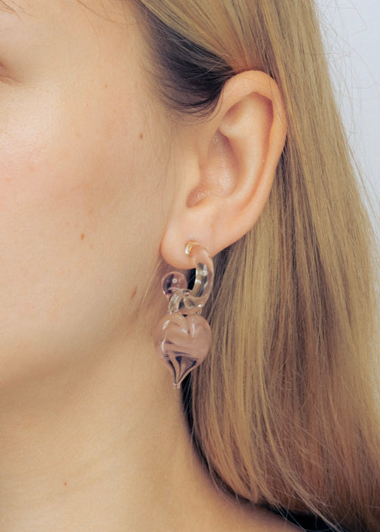 Mini Glass Hoop + Heart Charm