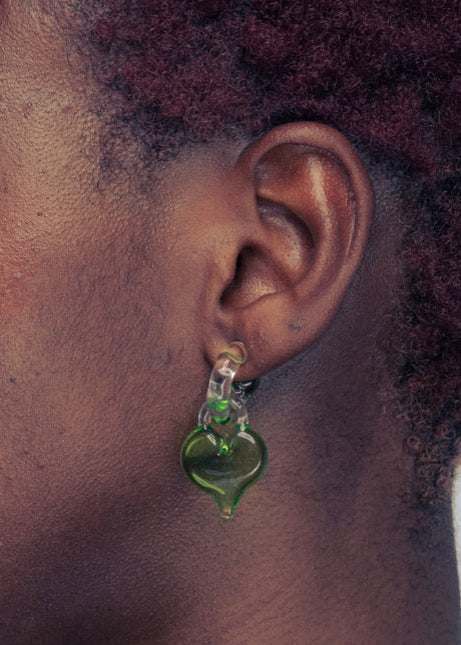Mini Glass Hoop + Heart Charm