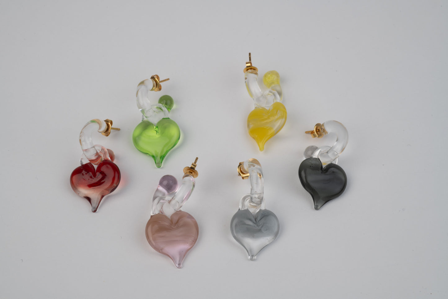 Mini Glass Hoop + Heart Charm