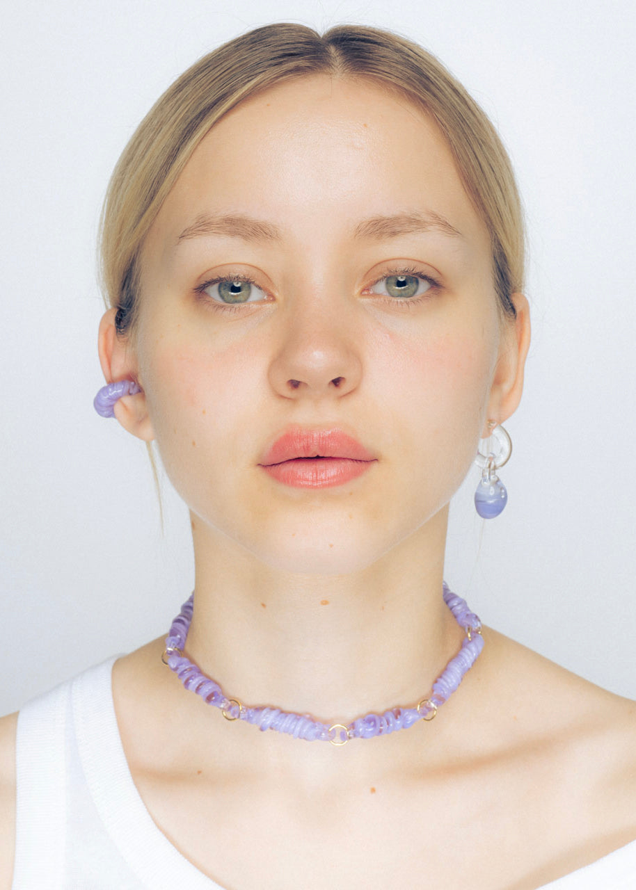 Mini Glass Hoop + Magic Stone Charm