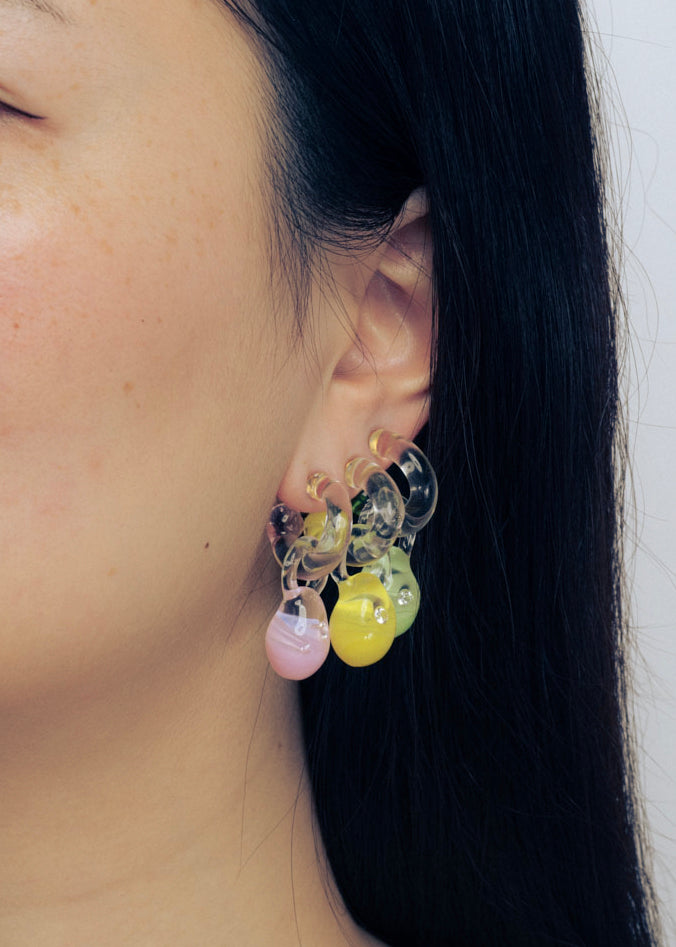 Mini Glass Hoop + Magic Stone Charm